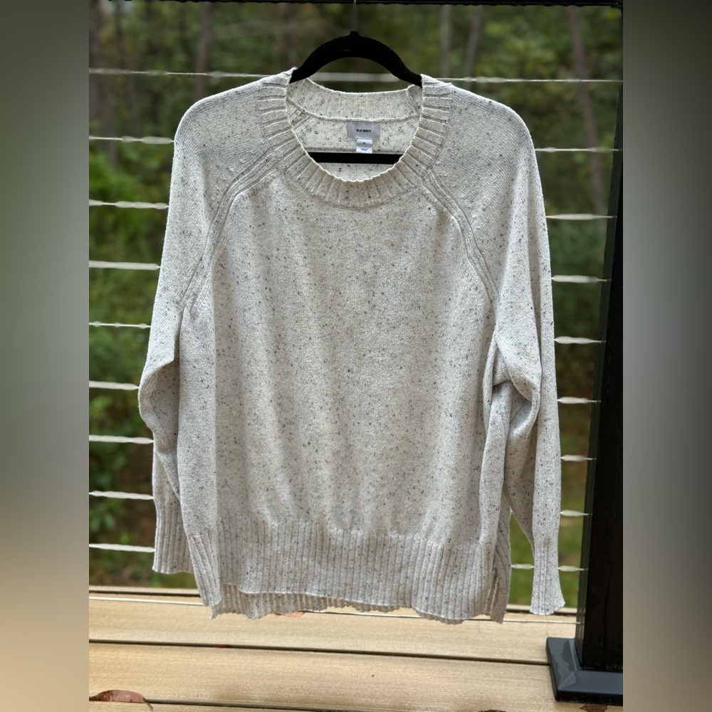 Old Navy Beige Speckled Knit Sweater